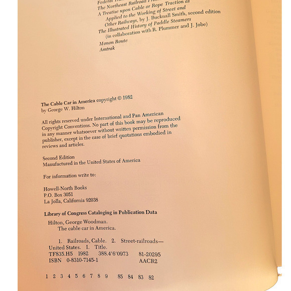 The Cable Car in America by George W Hilton 1982 Railroad Hardcover Book Railfan - Picture 8 of 11